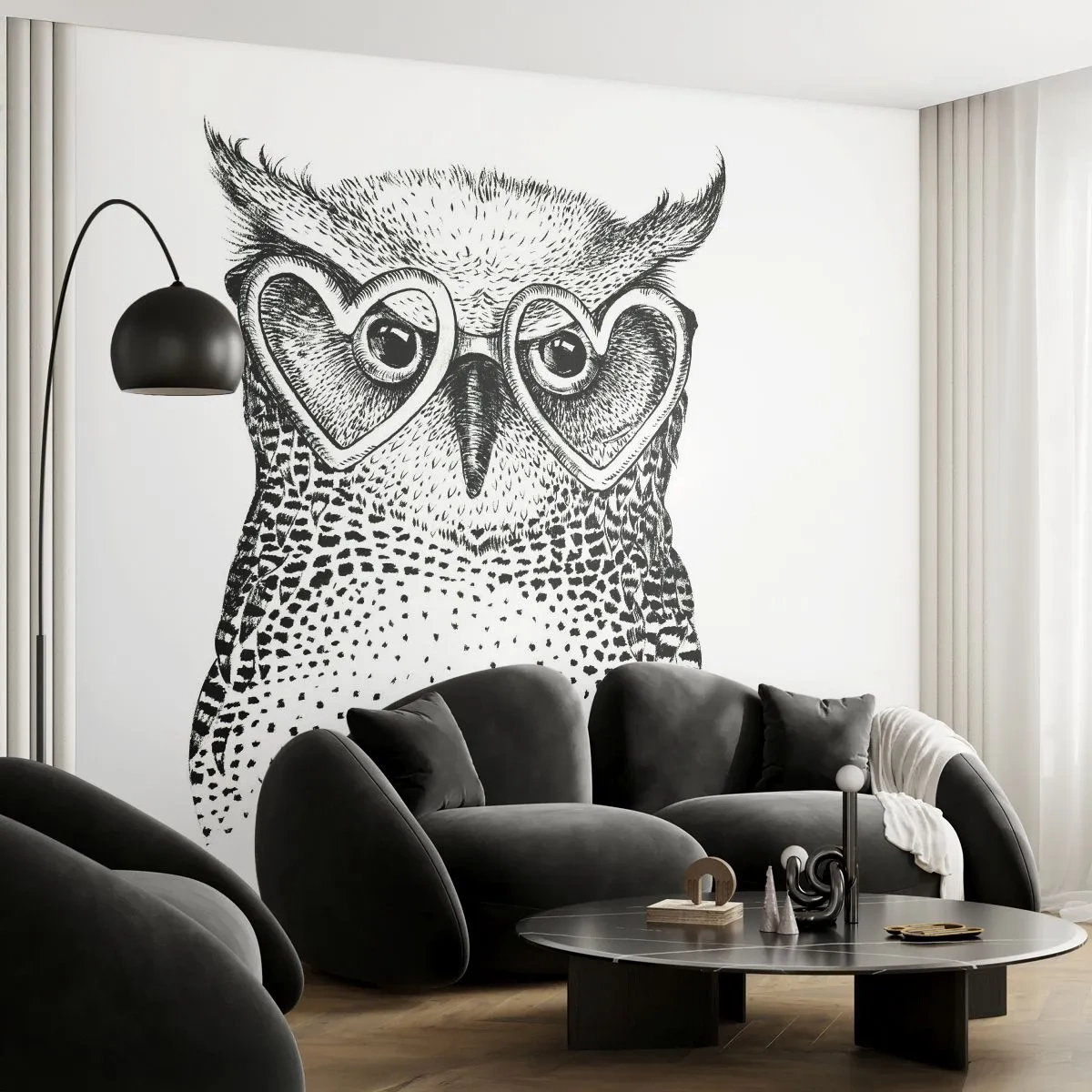 Fototapete Standard Eco - Klug und mit Liebe - Eule, Für Kinder, Tiere - 350x256 cm