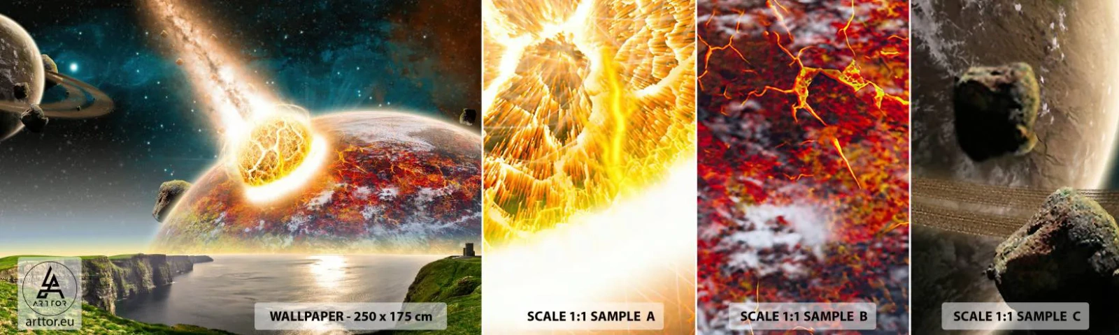 Fototapeten Muster Selbstklebend Deluxe Sticker - Kosmisches Drama - Abstraktion, Landschaft, Kosmos - 100x30 cm