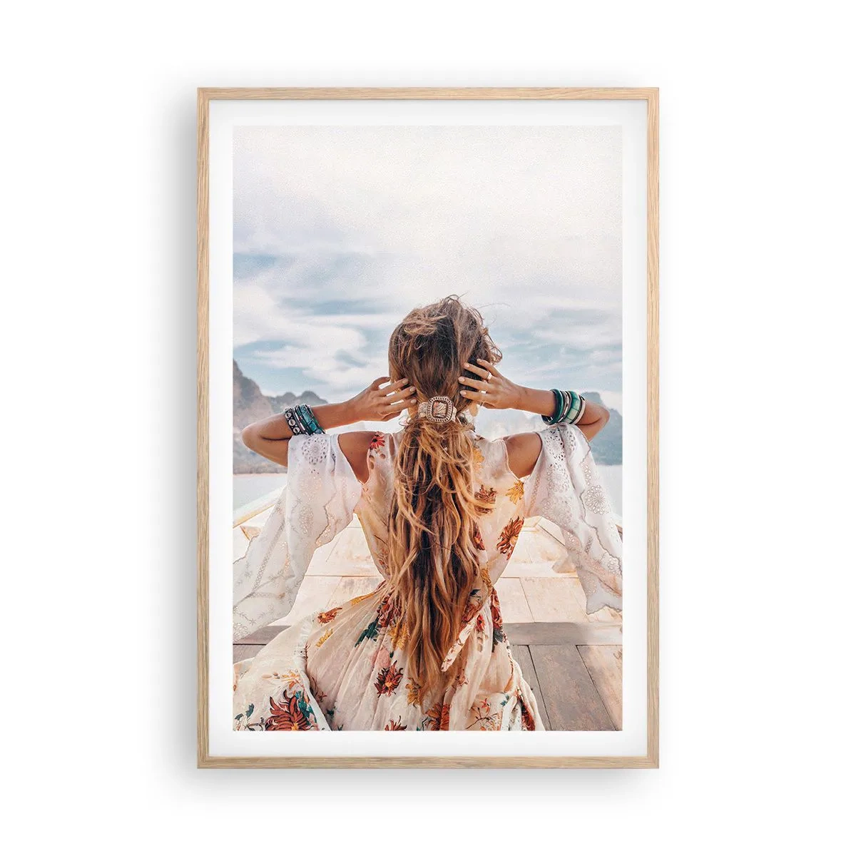 Poster in einem Rahmen aus heller Eiche - Auf dem Weg zum Glück - 61x91 cm