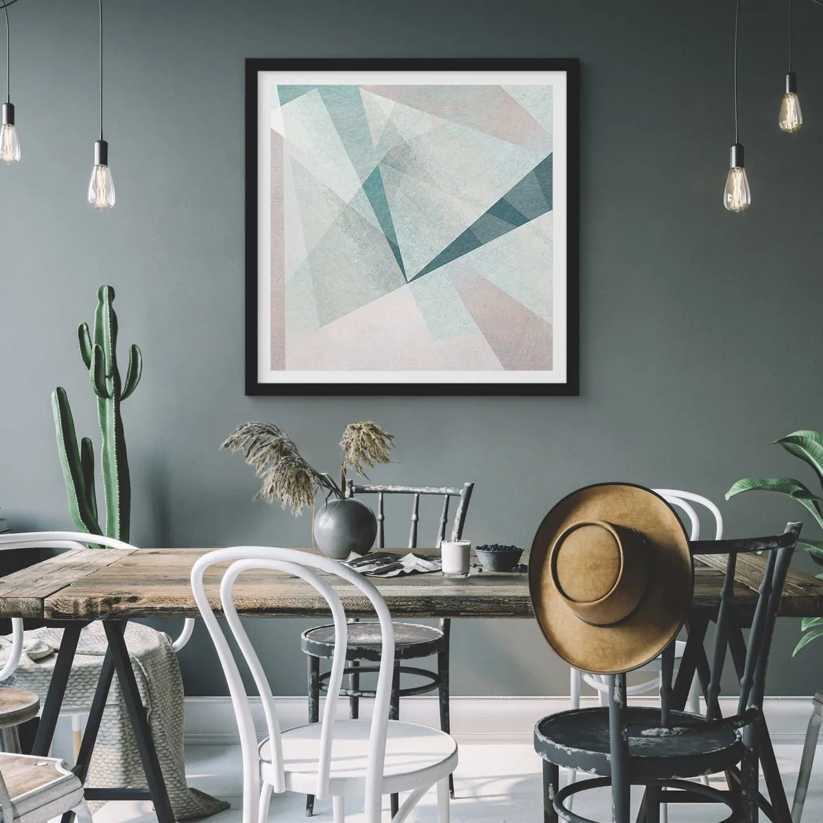 Poster in einem schwarzem Rahmen - Einfach aber dynamisch - 60x60 cm