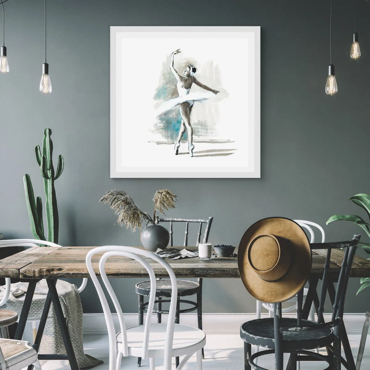 Poster in einem weißen Rahmen - In einen Schwan verzaubert - 60x60 cm
