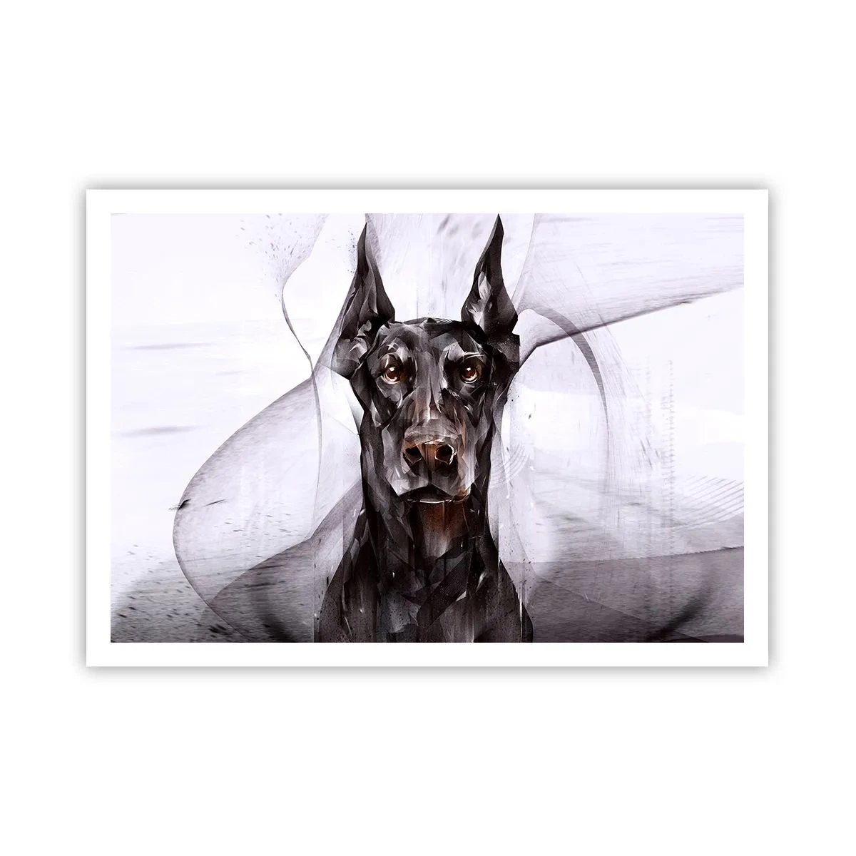 Poster - Abstraktes Porträt eines Hundes in künstlerischer Herangehensweise - 100x70cm - Edelgeboren - Moderne Wanddekoration für Wohnzimmer und Schlafzimmer ARTTOR