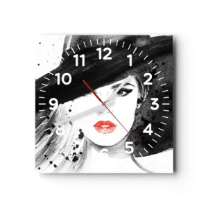 Wanduhr - Glasuhr - Frau in schwarz - 40x40 cm