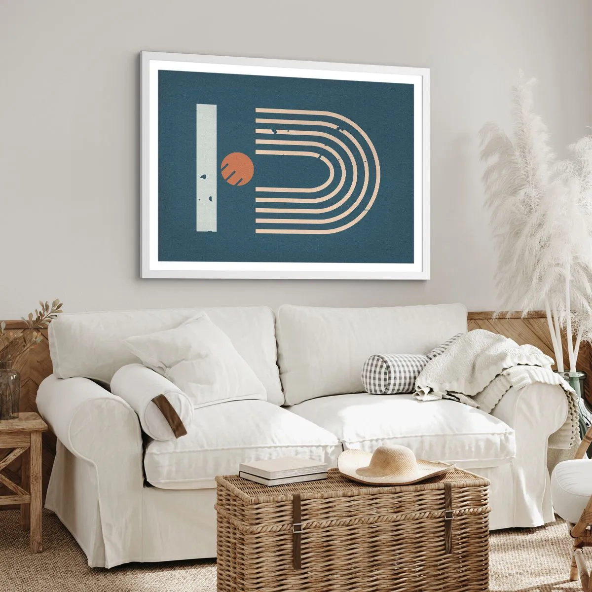 Poster in einem weißen Rahmen - Geometrie auf dem Granatapfel - 91x61 cm