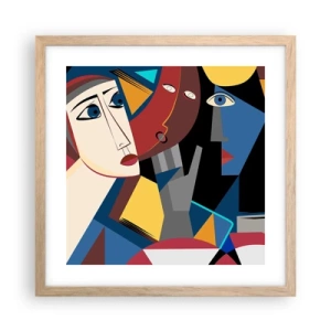 Poster in einem Rahmen aus heller Eiche - Gespräch zwischen Kubisten - 40x40 cm