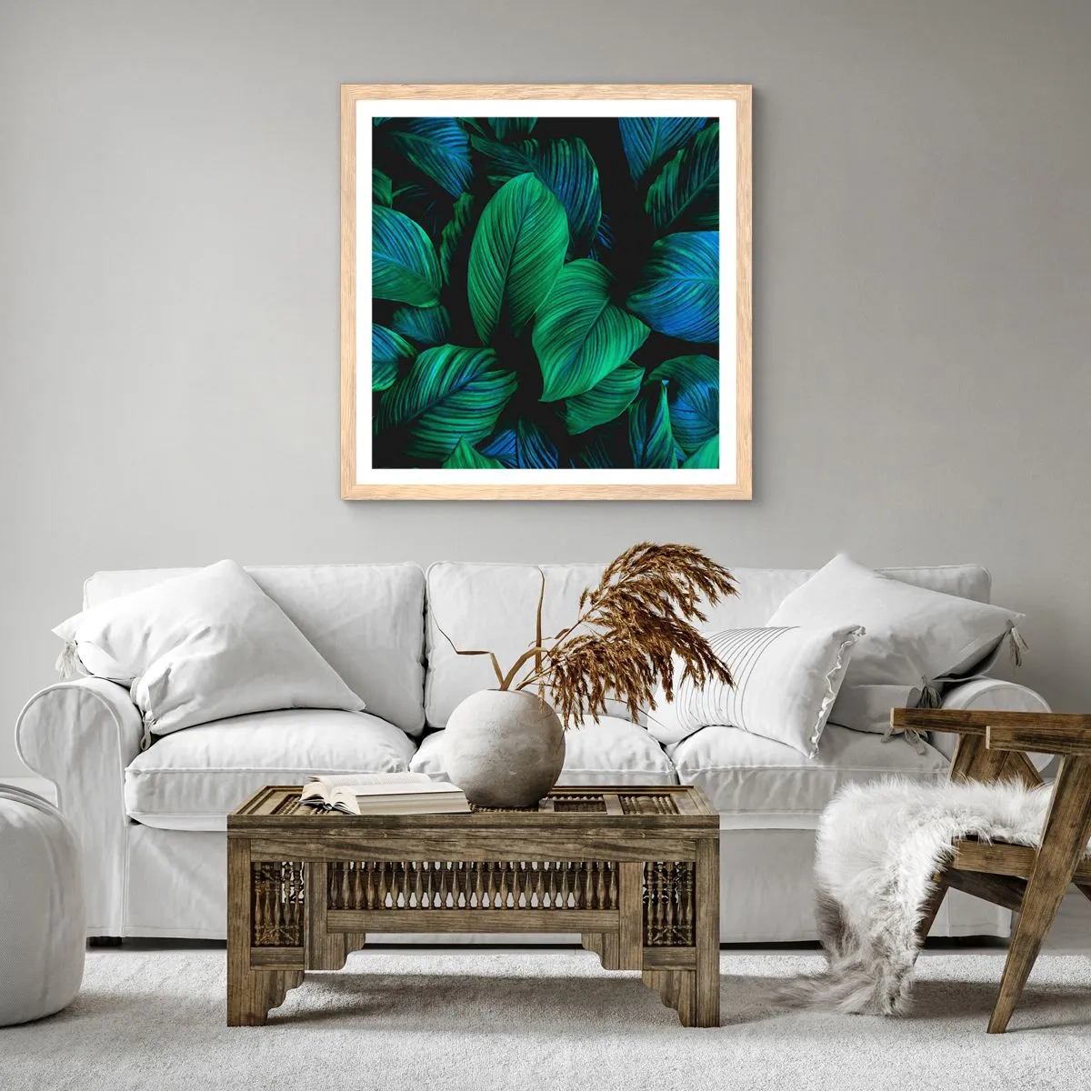 Poster in einem Rahmen aus heller Eiche - In der grünen Menge - 60x60 cm