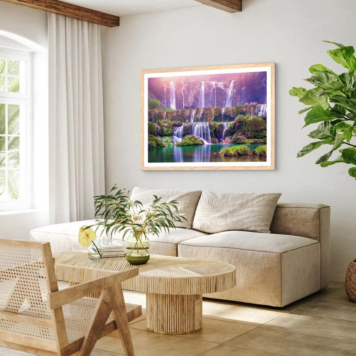 Poster in einem Rahmen aus heller Eiche - Treppe zum Himmel - 100x70 cm