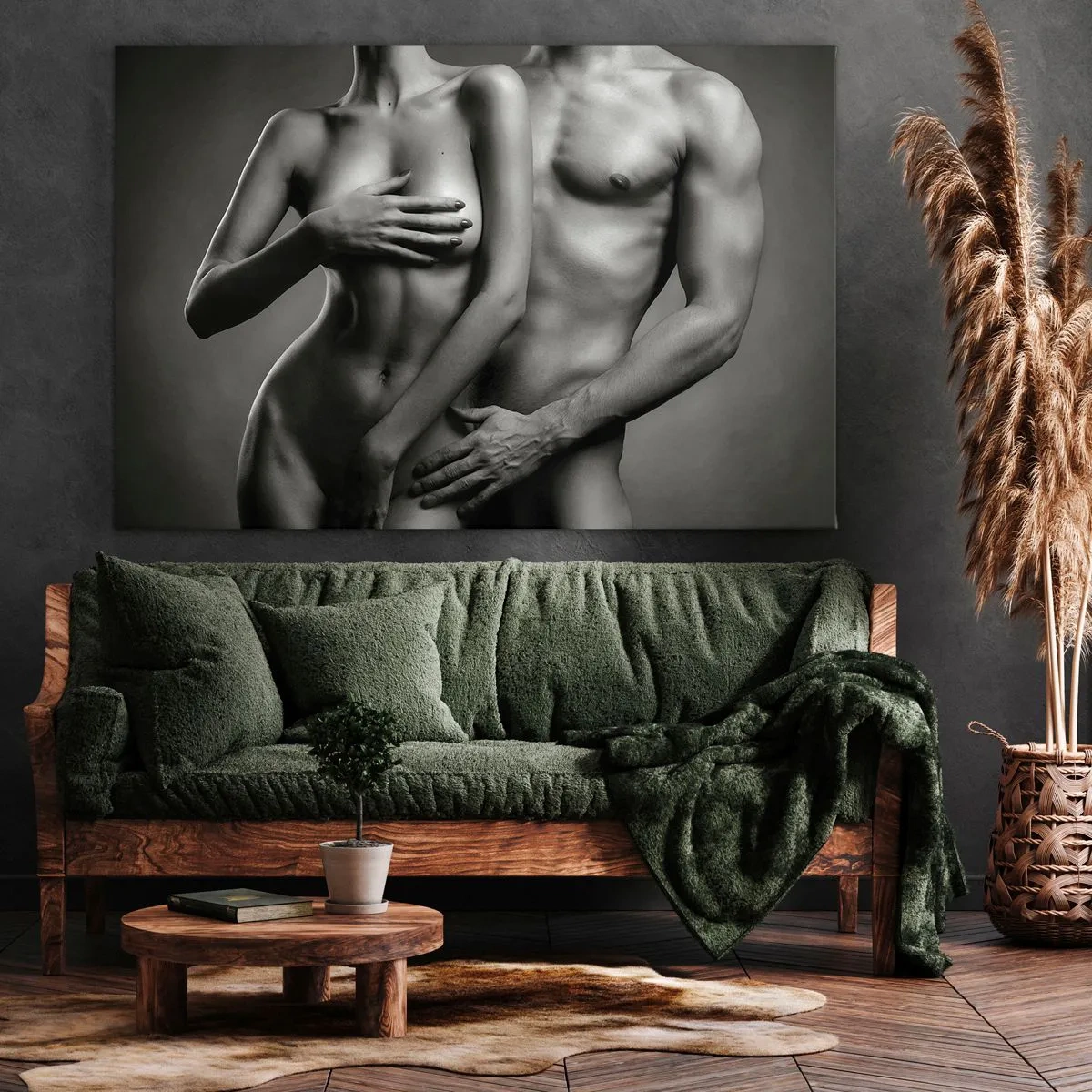 Bild auf Leinwand - Leinwandbild - Schwarz-weiße Darstellung weiblicher und männlicher Körper in künstlerischer Pose - 120x80cm - Adam und Ewa - Moderne Wanddekoration für Wohnzimmer und Schlafzimmer ARTTOR