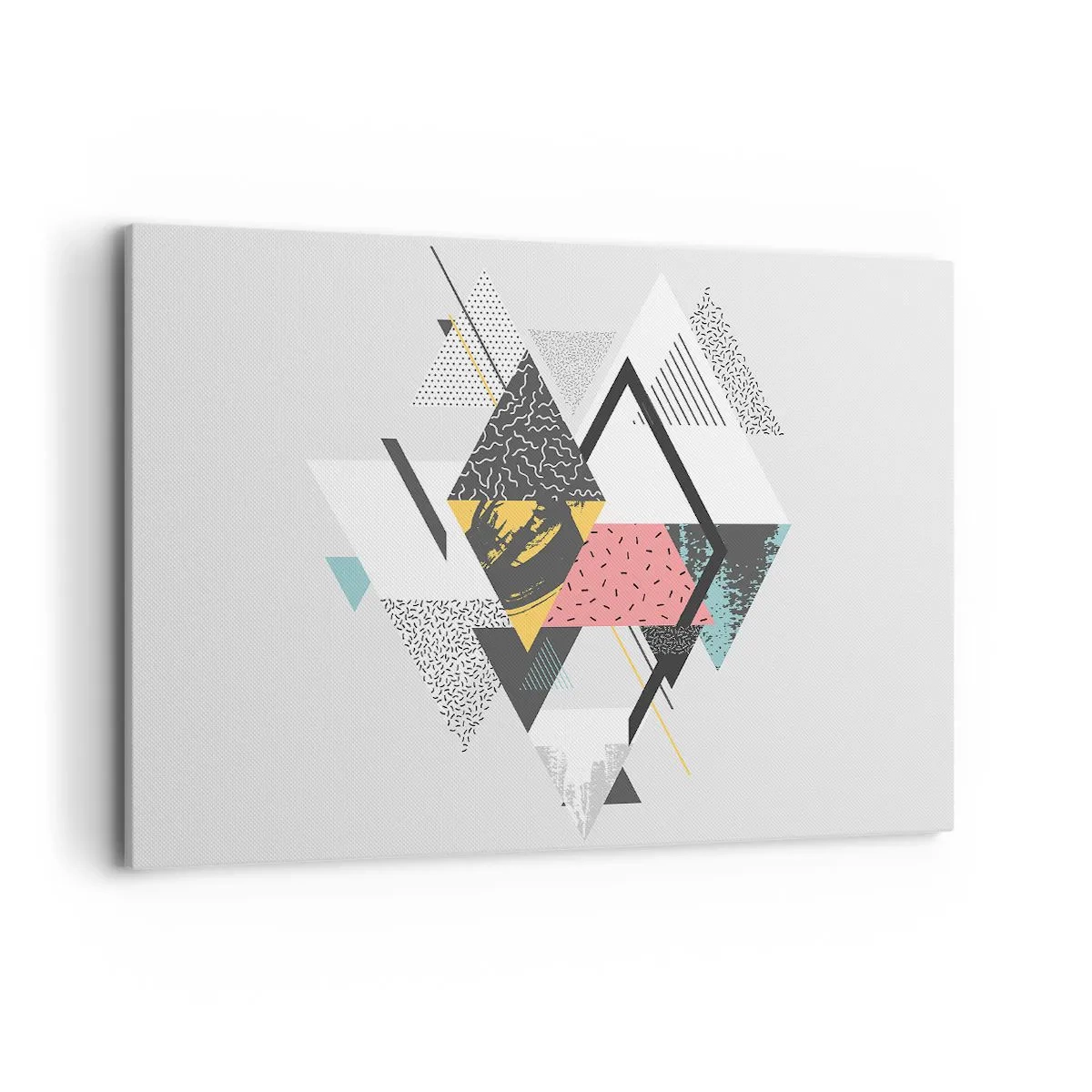 Bild auf Leinwand - Leinwandbild - Geometrische Muster auf hellem Hintergrund - 120x80cm - Variation über Dreieck und Raute - Moderne Wanddekoration für Wohnzimmer und Schlafzimmer ARTTOR