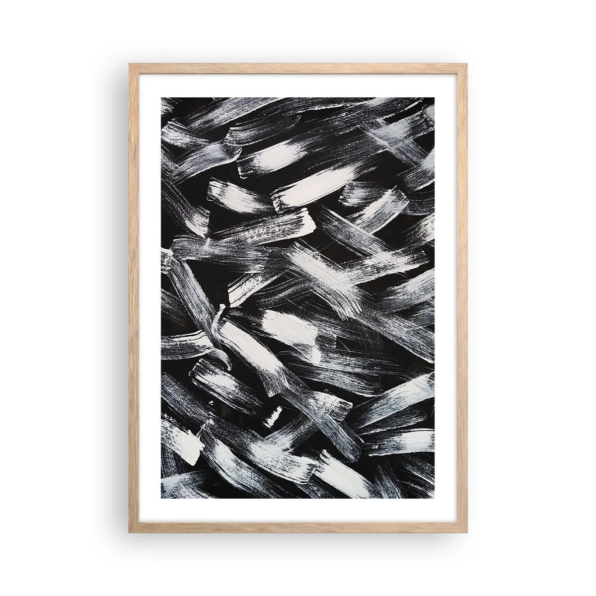 Poster in einem Rahmen aus heller Eiche - Abstraktion im industriellen Geist - 50x70 cm