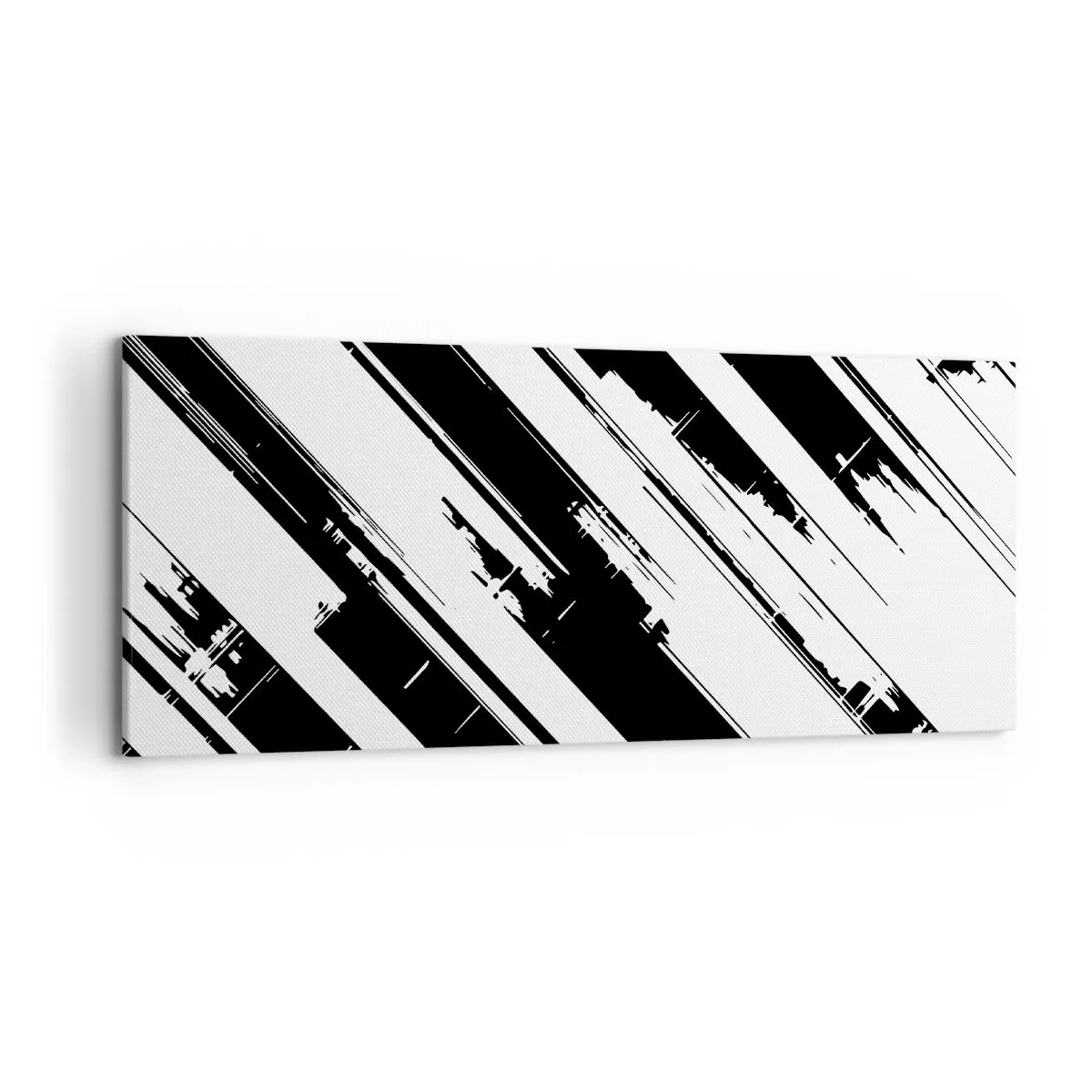 Bild auf Leinwand - Leinwandbild - Schwarz-weiße Linien und geometrische Muster im modernen Stil - 120x50cm - Eine intensive und dynamische Komposition - Moderne Wanddekoration für Wohnzimmer und Schlafzimmer ARTTOR