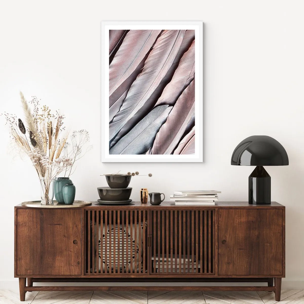 Poster in einem weißen Rahmen - In rosa Silber - 70x100 cm