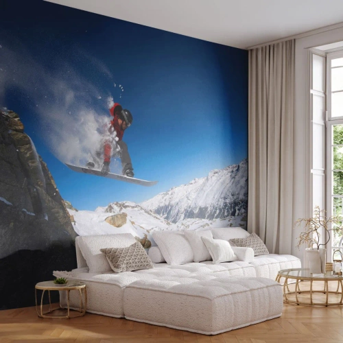 Fototapete Premium Canvas - Und du wurdest Teil des Raums - Landschaft, Snowboarden, Sport - 250x175 cm