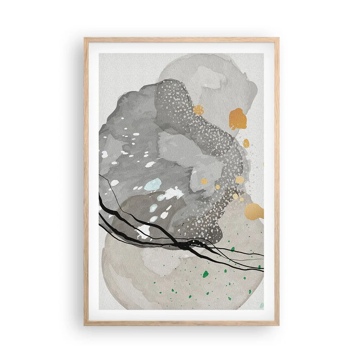 Poster in einem Rahmen aus heller Eiche - Organische Komposition - 61x91 cm
