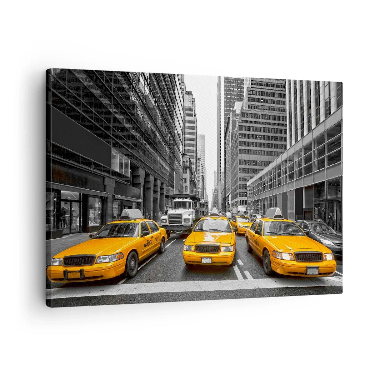 Bild auf Leinwand - Leinwandbild - Gelbe Taxis auf den Straßen von New York - 70x50cm - Wir färben die Stadt - Moderne Wanddekoration für Wohnzimmer und Schlafzimmer ARTTOR