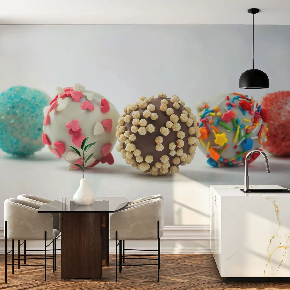 Fototapete Standard Eco - Das Leben kann süß sein - Süßigkeiten, Süßigkeiten, Bunte Lutscher - 200x140 cm