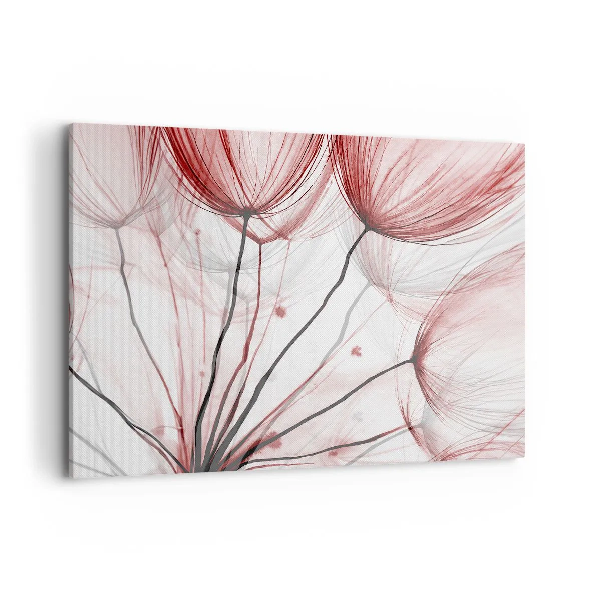 Bild auf Leinwand - Leinwandbild - Zarte Blüten in Rottönen auf hellem Untergrund - 100x70cm - Vor der Abfahrt - Moderne Wanddekoration für Wohnzimmer und Schlafzimmer ARTTOR