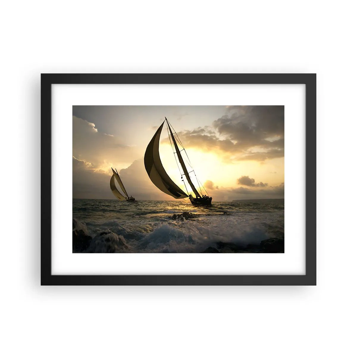 Poster in einem schwarzem Rahmen - Mit dem Wind und gegen den Wind - 40x30 cm