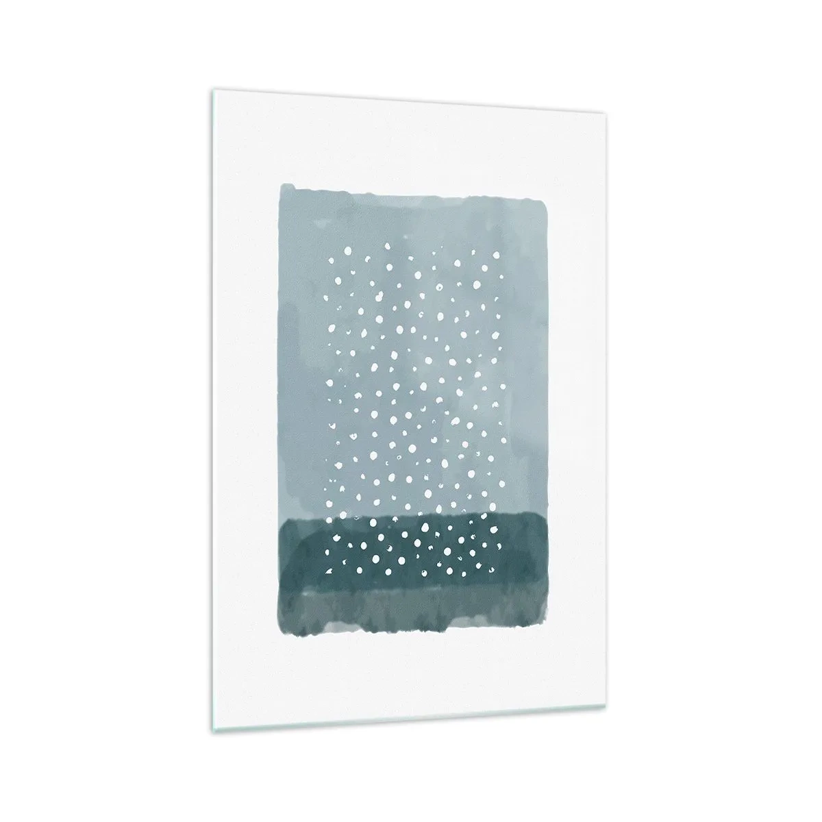 Glasbild - Bild auf glas - Ein minimalistisches Gemälde in Blautönen mit Punkten - 70x100cm - Auf Blau gewachsen - Moderne Wanddekoration für Wohnzimmer und Schlafzimmer ARTTOR