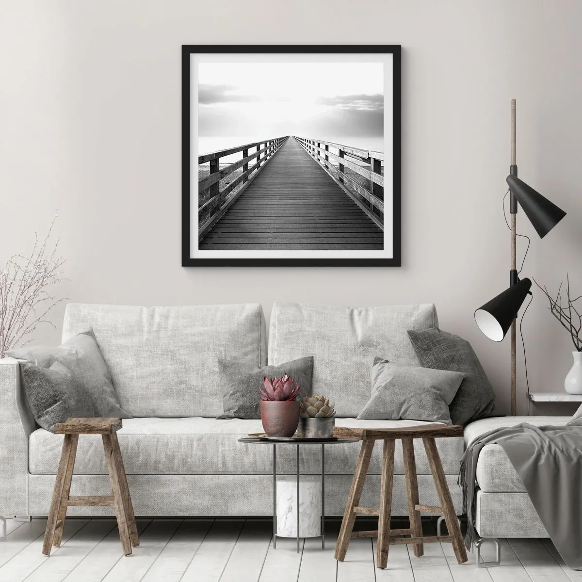 Poster in einem schwarzem Rahmen - In die Ferne ... - 30x30 cm