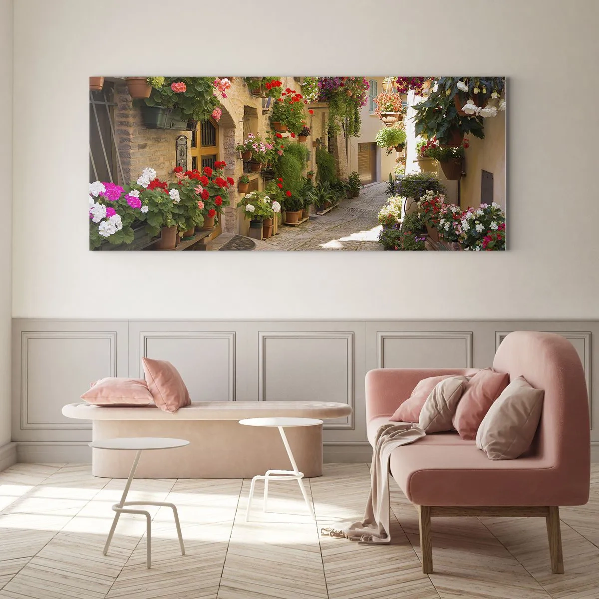 Glasbild - Bild auf glas - In der Flut Blumen - 90x30 cm
