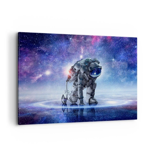 Bild auf Leinwand - Leinwandbild - Astronaut in einer galaktischen Landschaft - 100x70cm - Der Sternenhimmel über mir - Moderne Wanddekoration für Wohnzimmer und Schlafzimmer ARTTOR