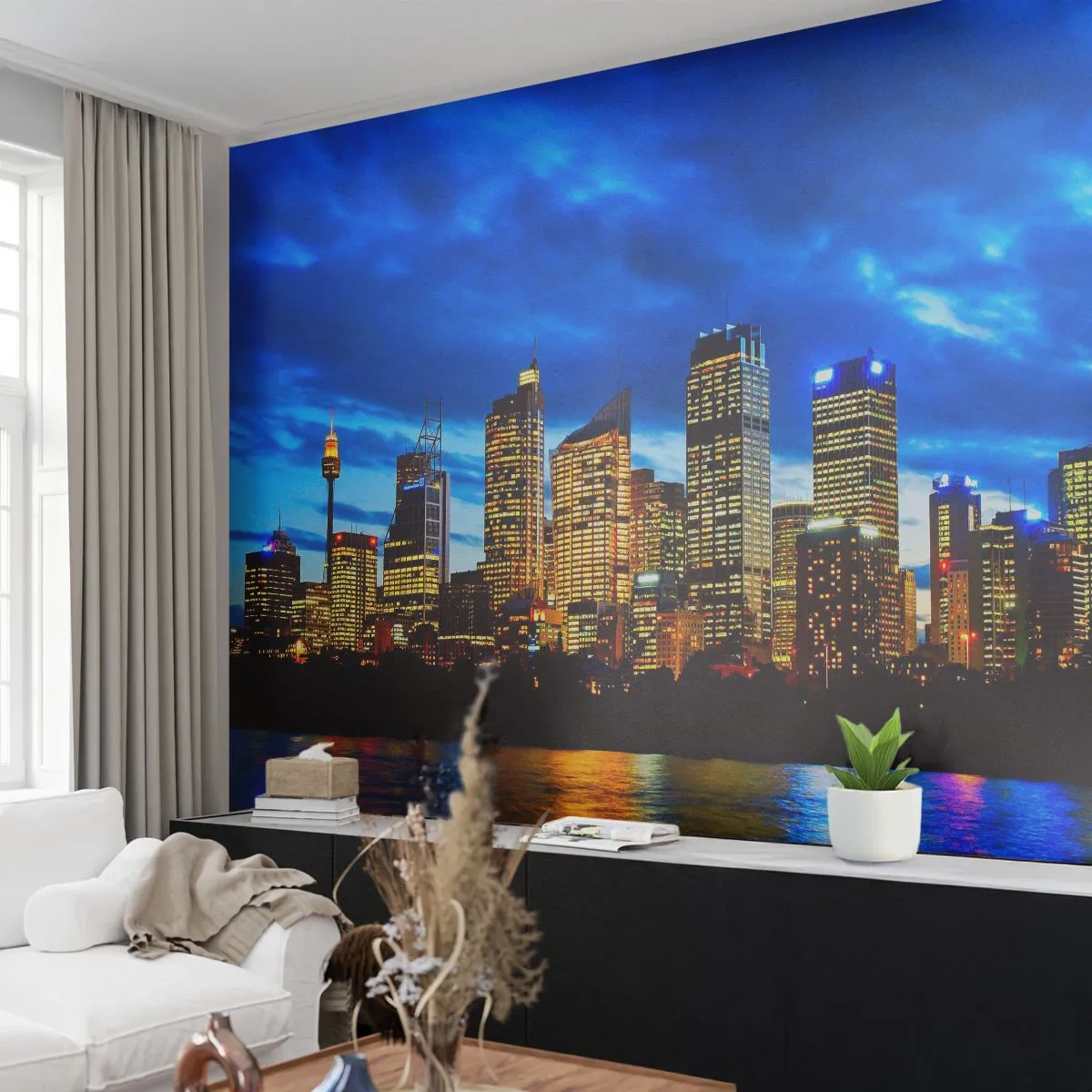 Fototapete Premium Canvas - Eine Nacht der Lichter und Farben - Stadt, Sydney, Die Architektur - 350x256 cm