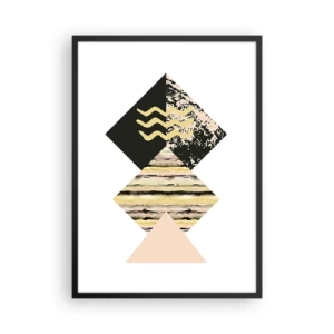 Poster in einem schwarzem Rahmen - Abstrakte geometrische Komposition in zarten Farben - 50x70cm - Es ist nicht so einfach - Moderne Wanddekoration für Wohnzimmer und Schlafzimmer ARTTOR