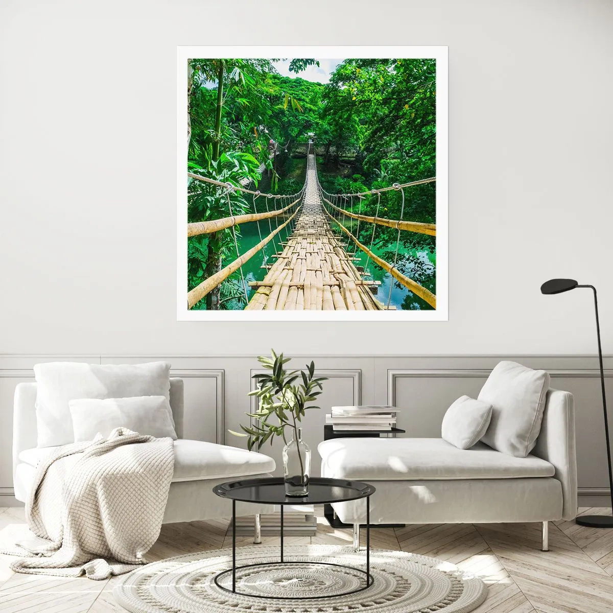 Poster - Monkey Bridge über das Grün - 60x60 cm