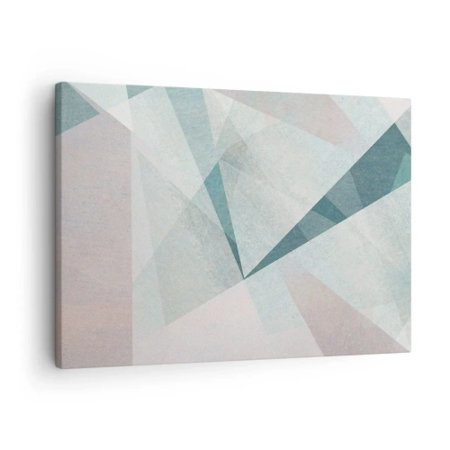 Bild auf Leinwand - Leinwandbild - Geometrische Formen in Pastelltönen von Blau und Grau - 70x50cm - Einfach aber dynamisch - Moderne Wanddekoration für Wohnzimmer und Schlafzimmer ARTTOR