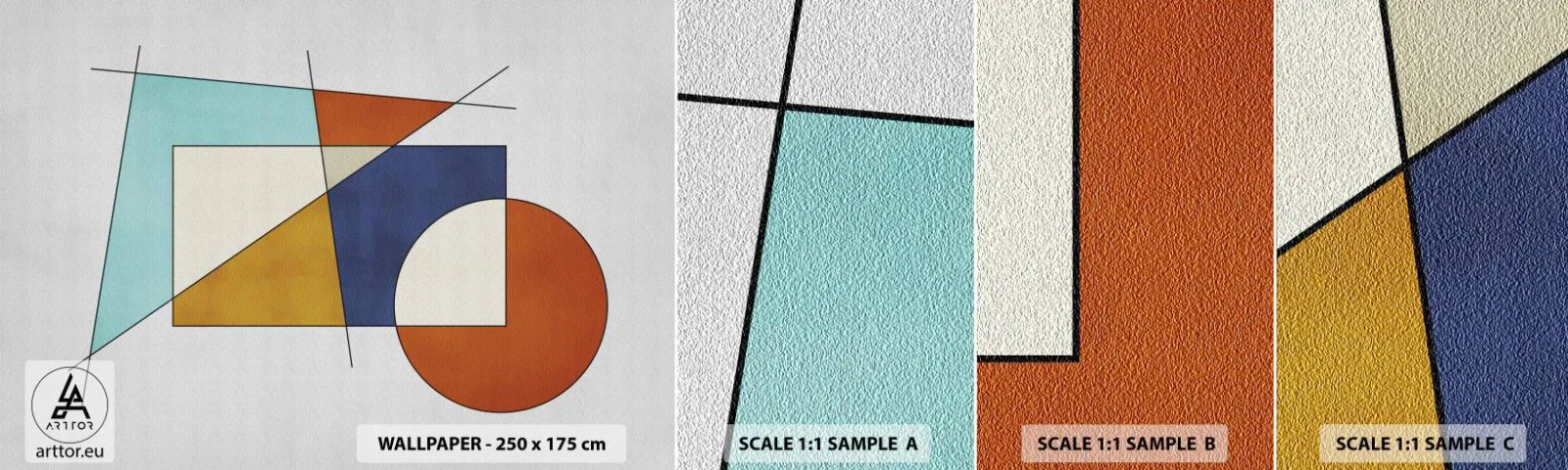 Fototapeten Muster Selbstklebend Deluxe Sticker - Abstraktion: modernistisches Spiel - Geometrisch, Modern, Minimalismus - 100x30 cm