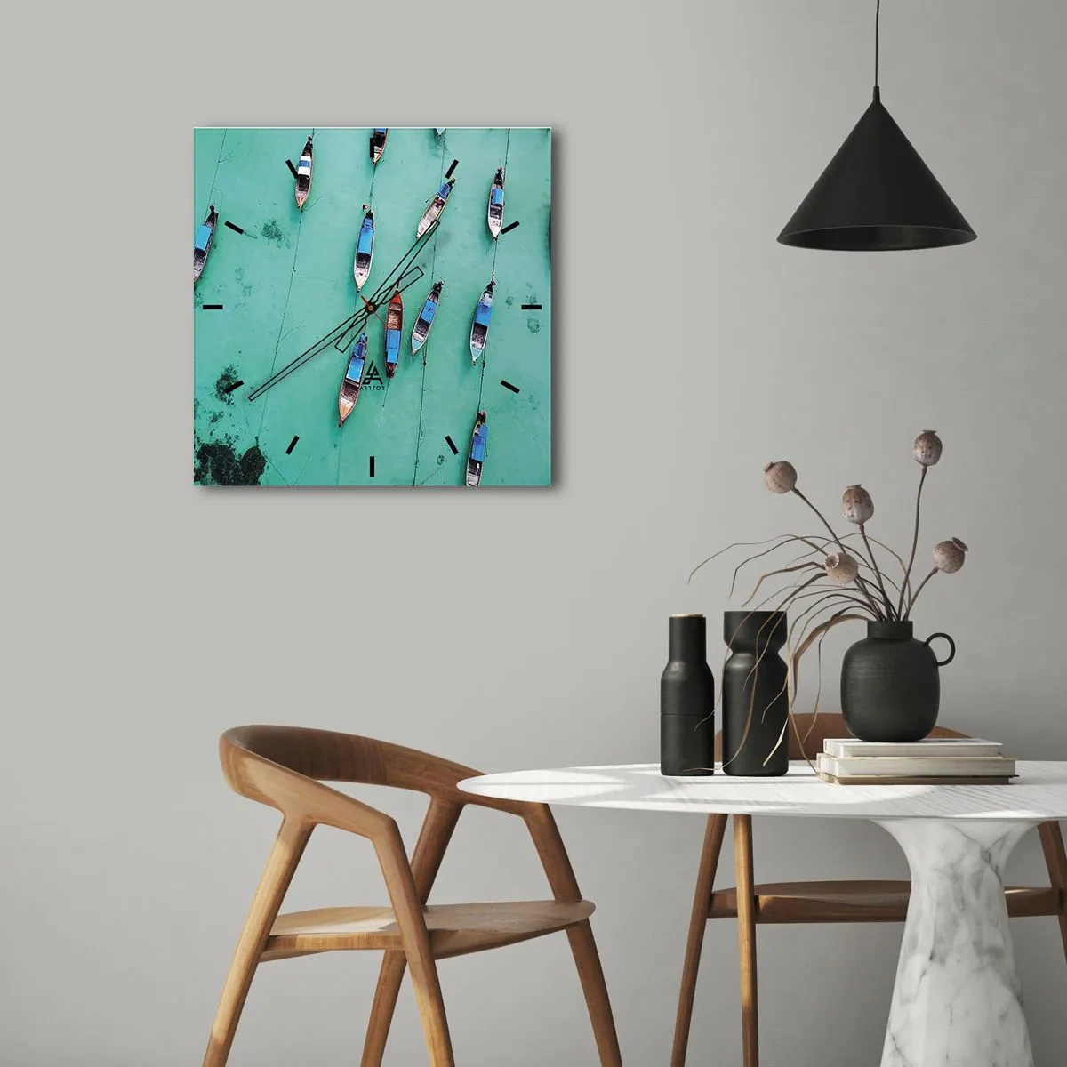 Wanduhr - Glasuhr - In freudiger Erwartung - 40x40 cm