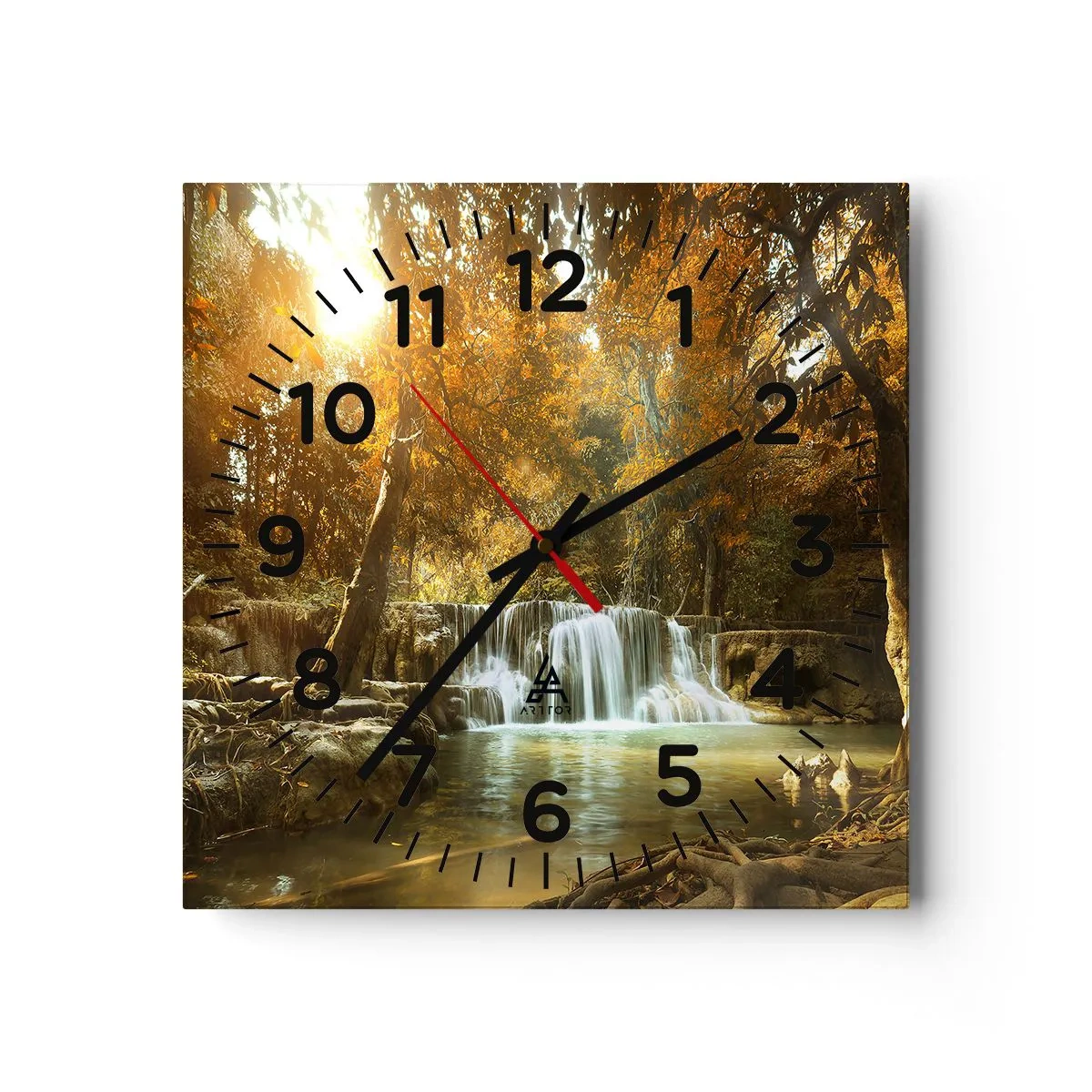 Wanduhr - Glasuhr - Parkkaskade - 30x30 cm