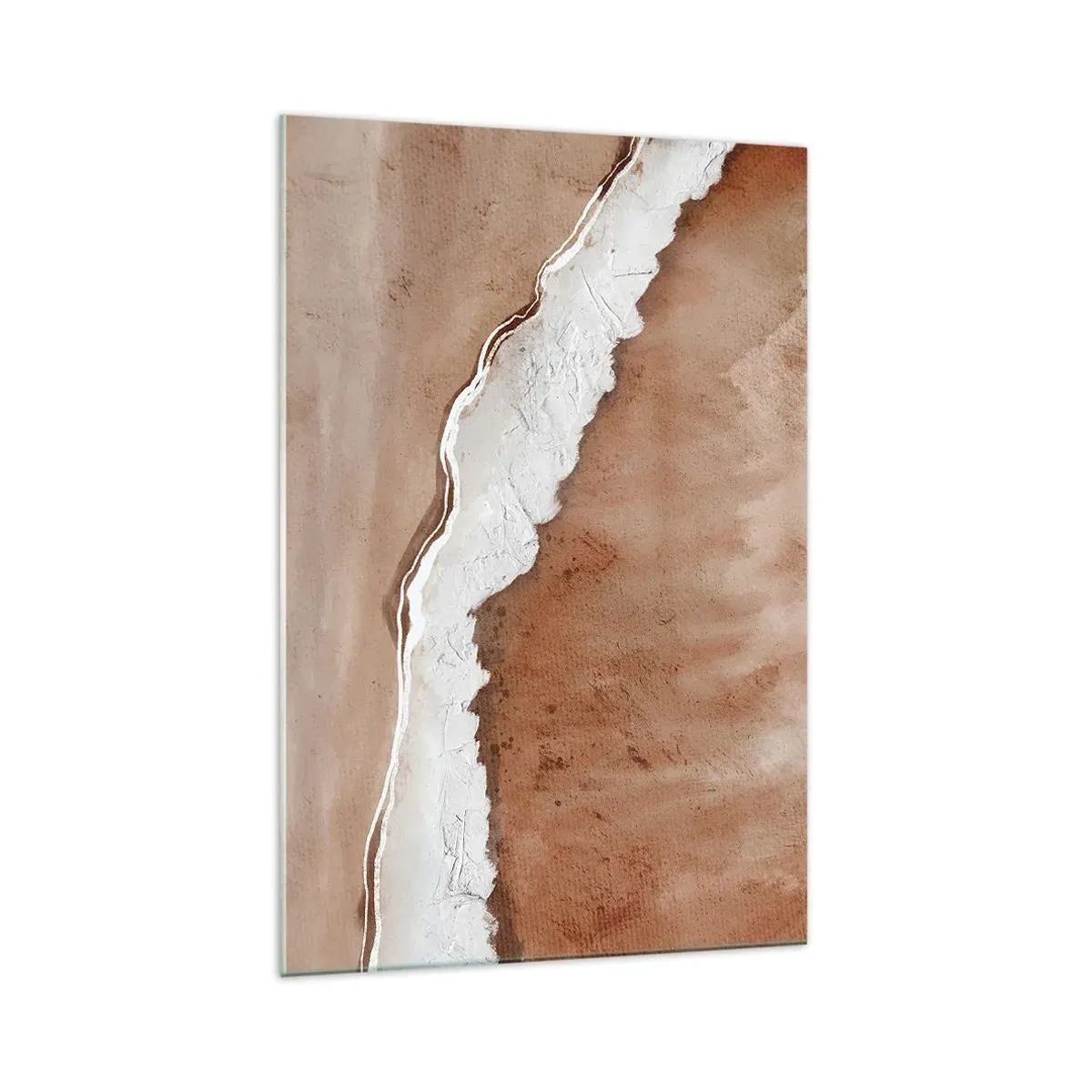 Glasbild - Bild auf glas - Sandstruktur mit weißen Akzenten - 70x100cm - In Farben der Erde - Moderne Wanddekoration für Wohnzimmer und Schlafzimmer ARTTOR