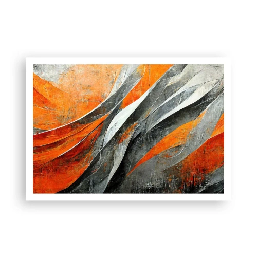 Poster - Abstrakte Linien in Orange- und Grautönen - 100x70cm - Hitze und Kälte - Moderne Wanddekoration für Wohnzimmer und Schlafzimmer ARTTOR