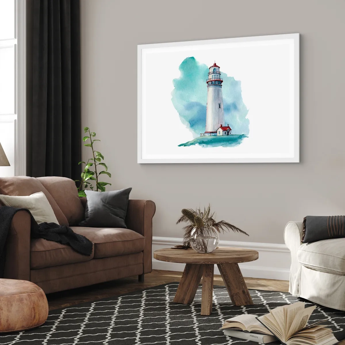 Poster in einem weißen Rahmen - Sanfte Schwester vom Blau - 100x70 cm