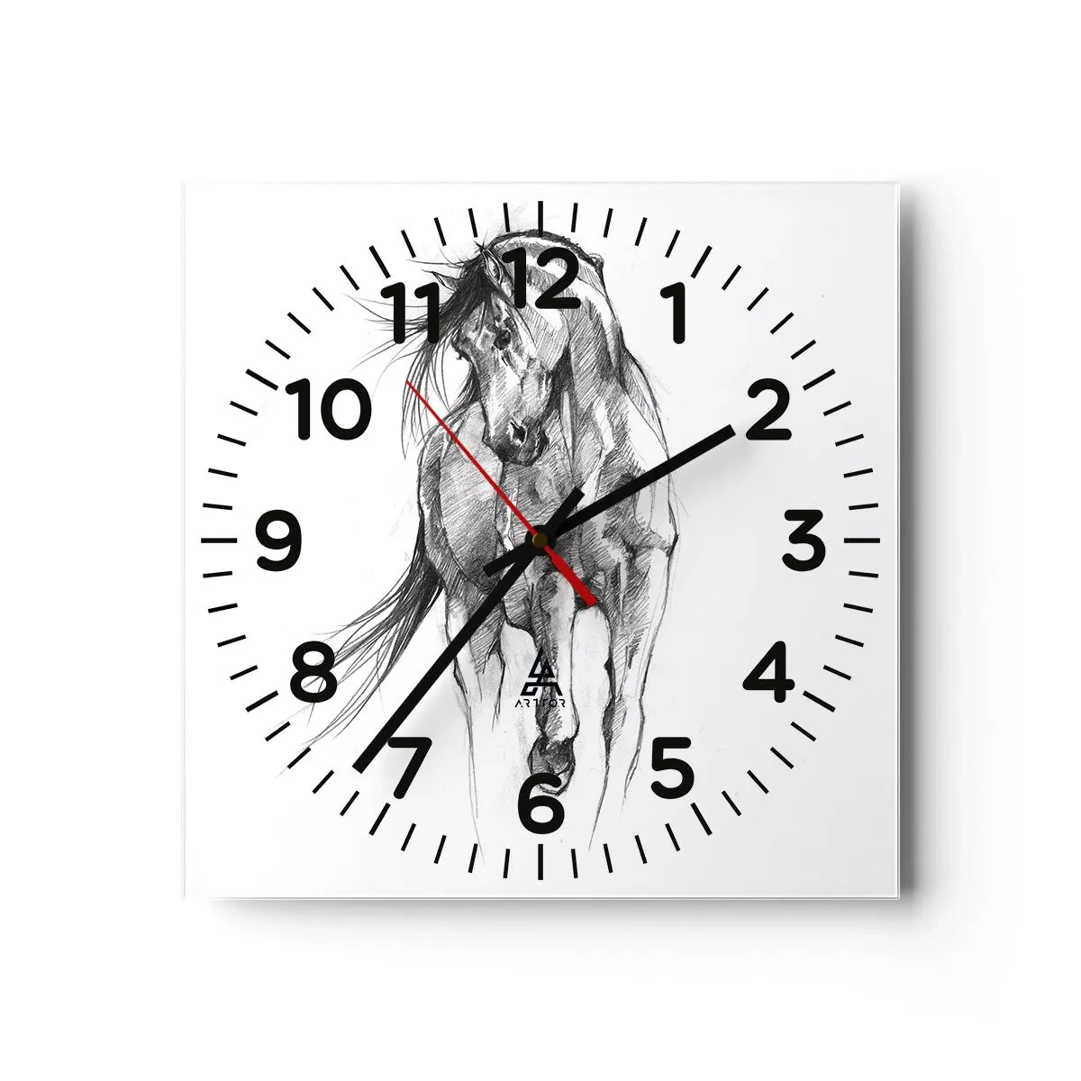 Wanduhr - Glasuhr - Im anmutigen Trab - 30x30 cm
