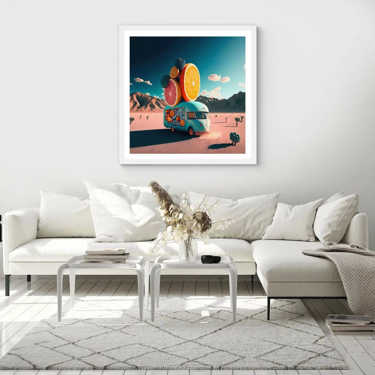 Poster in einem weißen Rahmen - Geschmack von Urlaub - 50x50 cm