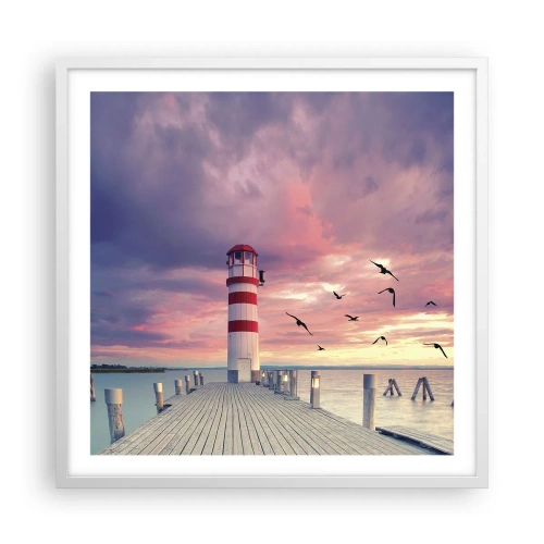 Poster in einem weißen Rahmen - Es ist Zeit zum Hafen zu gehen - 60x60 cm