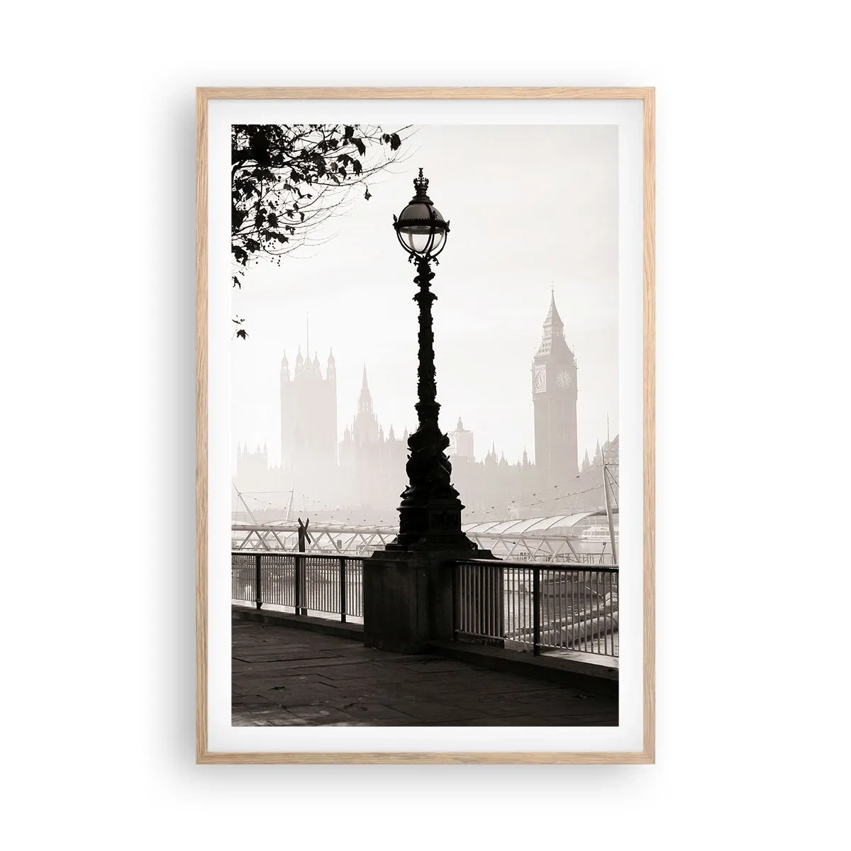 Poster in einem Rahmen aus heller Eiche - Londoner Morgen - 61x91 cm