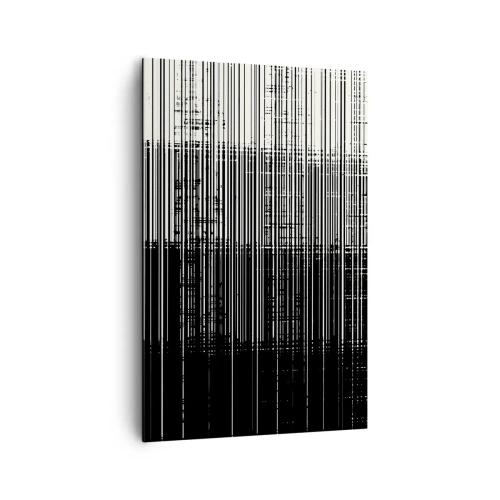 Bild auf Leinwand - Leinwandbild - Abstrakte Linienkomposition in kontrastierendem Schwarz und Weiß - 80x120cm - Wellen und Vibrationen - Moderne Wanddekoration für Wohnzimmer und Schlafzimmer ARTTOR