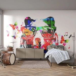 Selbstklebende Fototapete Deluxe Sticker - Ich mag! - Abstraktion, Tragen, Gläser - 450x315 cm
