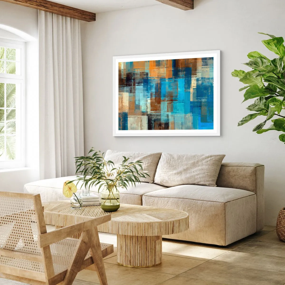Poster in einem weißen Rahmen - Durch den blauen Schleier - 40x30 cm