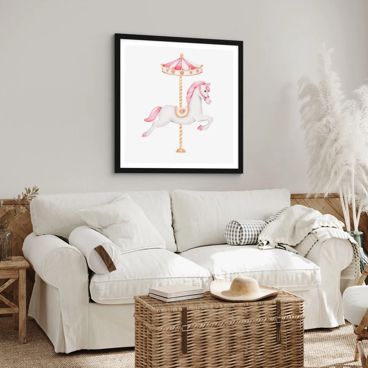 Poster in einem schwarzem Rahmen - Er legte los - 40x40 cm