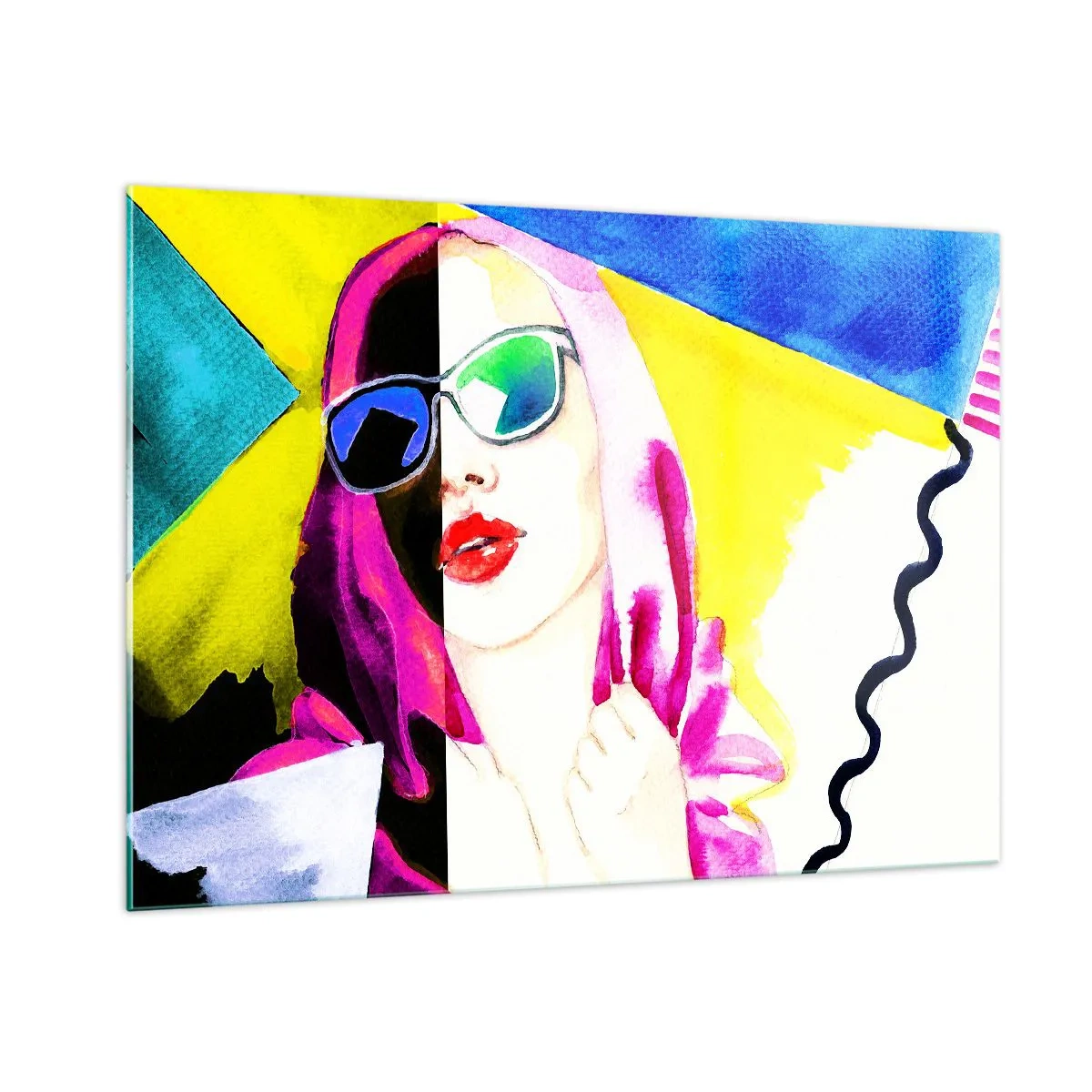 Glasbild - Bild auf glas - Porträt einer Frau im farbenfrohen Pop-Art-Stil - 100x70cm - Ich bin nicht weiß und ich bin nicht schwarz - Moderne Wanddekoration für Wohnzimmer und Schlafzimmer ARTTOR