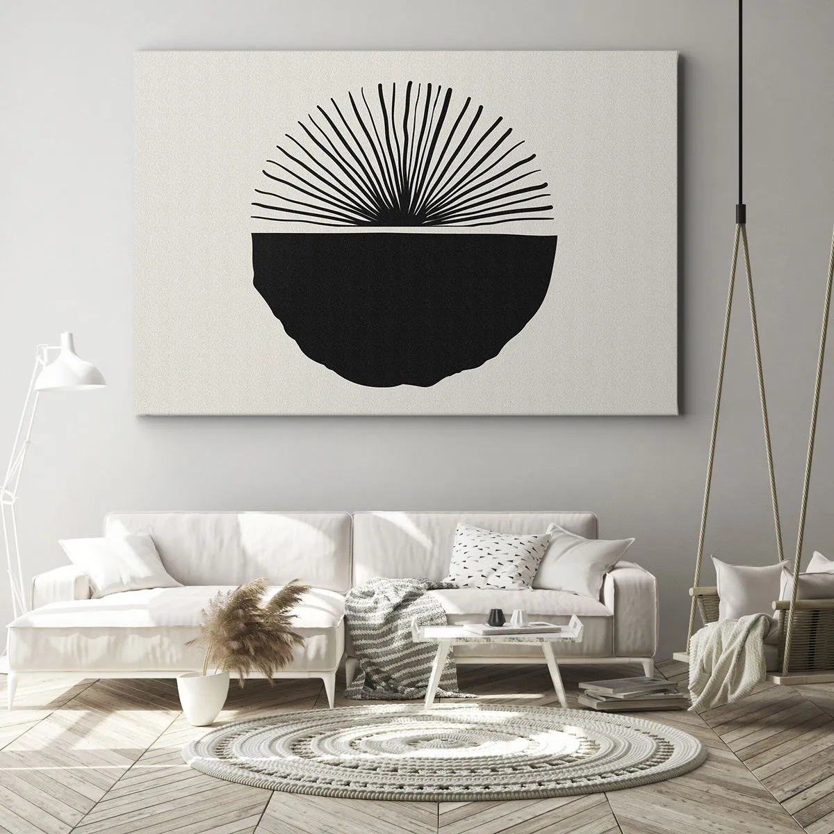 Bild auf Leinwand - Leinwandbild - Minimalistisches schwarzes Motiv auf hellem Hintergrund - 100x70cm - Eine Reihe von Möglichkeiten - Moderne Wanddekoration für Wohnzimmer und Schlafzimmer ARTTOR