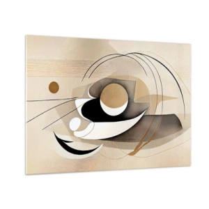 Glasbild - Bild auf glas - Minimalistische Abstraktion in Beige mit geometrischen Formen - 70x50cm - Komposition: die Essenz des Wortes - Moderne Wanddekoration für Wohnzimmer und Schlafzimmer ARTTOR