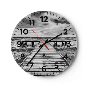 Wanduhr - Glasuhr - Ich warte darauf, dass der Wind wegjagt... - 40x40 cm