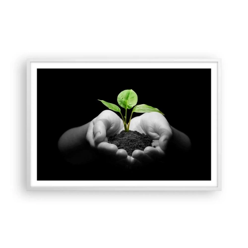 Poster in einem weißen Rahmen - Ich liebe die Natur, ich beschütze sie - 91x61 cm