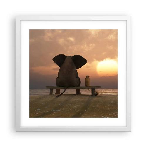 Poster in einem weißen Rahmen - Es tut gut zusammen zu schweigen - 40x40 cm